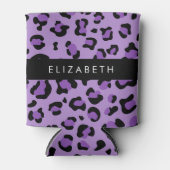 Leopard Print、Spots、Purple Leopard、お名前 缶クーラー (正面)
