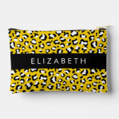 Leopard Print, Spots, Yellow Leopard，あなたの名前 アクセサリーポーチ (裏面)