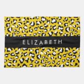 Leopard Print, Spots, Yellow Leopard,あなたの名前 キッチンタオル (横)