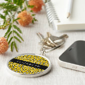 Leopard Print, Spots, Yellow Leopard,あなたの名前 キーホルダー (側面)
