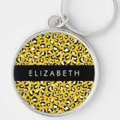 Leopard Print, Spots, Yellow Leopard,あなたの名前 キーホルダー (正面)