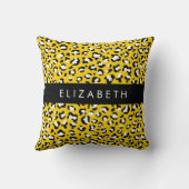 Leopard Print, Spots, Yellow Leopard,あなたの名前 クッション (裏面)