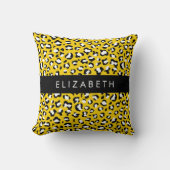 Leopard Print, Spots, Yellow Leopard,あなたの名前 クッション (正面)