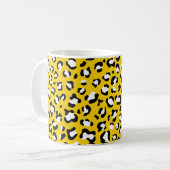 Leopard Print, Spots, Yellow Leopard，あなたの名前 コーヒーマグカップ (正面左)