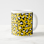 Leopard Print, Spots, Yellow Leopard,あなたの名前 ジャンボコーヒーマグカップ (正面右)