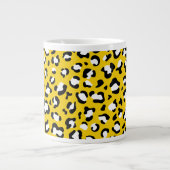 Leopard Print, Spots, Yellow Leopard,あなたの名前 ジャンボコーヒーマグカップ (正面)