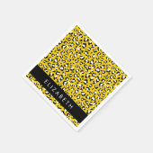 Leopard Print, Spots, Yellow Leopard，あなたの名前 スタンダードカクテルナプキン (角)