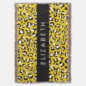 Leopard Print, Spots, Yellow Leopard,あなたの名前 スローブランケット (正面縦)