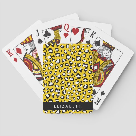 Leopard Print, Spots, Yellow Leopard,あなたの名前 トランプ (裏面)