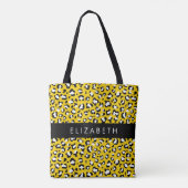 Leopard Print, Spots, Yellow Leopard,あなたの名前 トートバッグ (裏面)