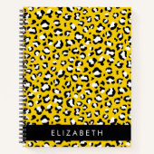 Leopard Print, Spots, Yellow Leopard,あなたの名前 ノートブック (正面)