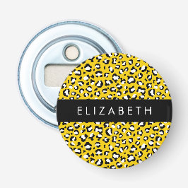 Leopard Print, Spots, Yellow Leopard，あなたの名前 栓抜き