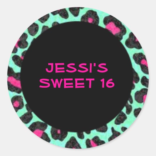 Leopard Print Sweet 16シール ラウンドシール (正面)