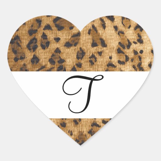 Leopard Print Tモノグラムイニシャル商品 ハートシール (正面)