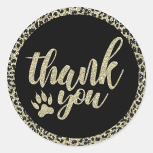 Leopard Print Thank Youステッカー ラウンドシール
