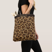 Leopard Print Tote with Custom Name トートバッグ (クローズアップ)