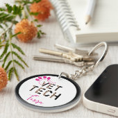 Leopard Print Vet Tech Stethoscopeキーチェーン キーホルダー (正面右)