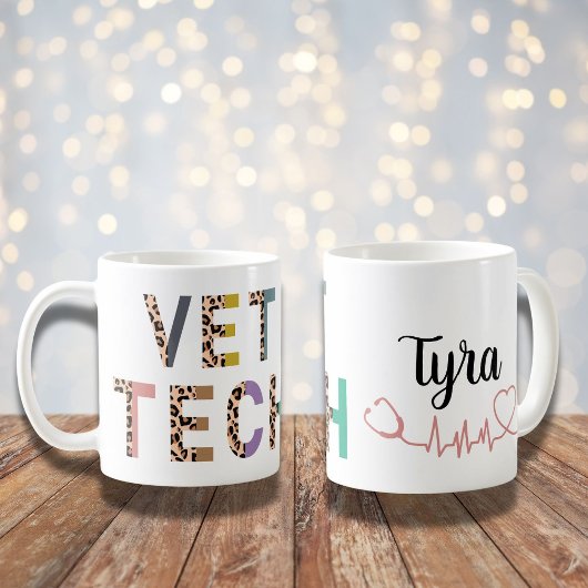 Leopard Print Vet Tech Stethoscope名 コーヒーマグカップ
