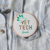 Leopard Print Vet Tech Stethoscope名 缶バッジ (インサイチュ)