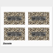 Leopard Print With Faux Black Foil And Custom Text 長方形シール (シート)