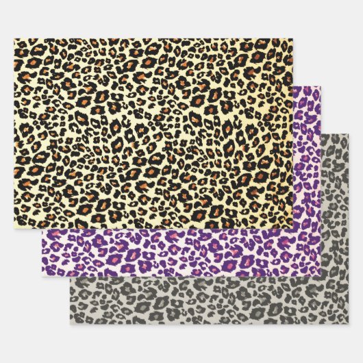 Leopard Print Wrapping Craft Paper in Colors ラッピングペーパーシート (セット)