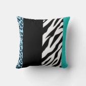 Leopard Print、Zebra Print、アニマルプリント、Blue クッション (裏面)