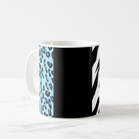 Leopard Print、Zebra Print、アニマルプリント、Blue コーヒーマグカップ (正面左)