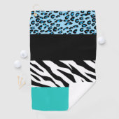 Leopard Print、Zebra Print、アニマルプリント、Blue ゴルフタオル (インサイチュ)