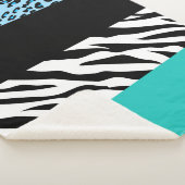 Leopard Print、Zebra Print、アニマルプリント、Blue シェルパブランケット (3/4)