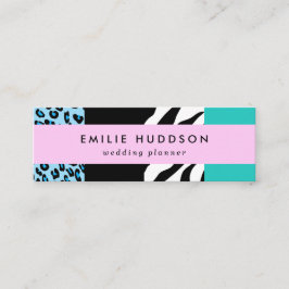 Leopard Print、Zebra Print、アニマルプリント、Blue スキニー名刺