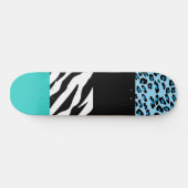 Leopard Print、Zebra Print、アニマルプリント、Blue スケートボード (横)