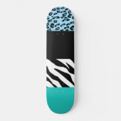 Leopard Print、Zebra Print、アニマルプリント、Blue スケートボード (正面)