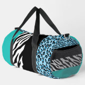 Leopard Print、Zebra Print、アニマルプリント、Blue ダッフルバッグ (右コーナー)