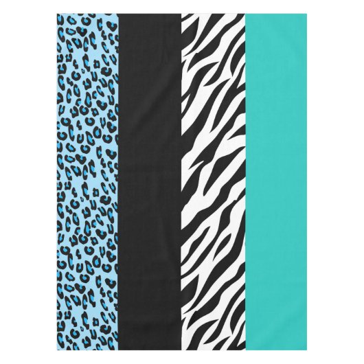Leopard Print、Zebra Print、アニマルプリント、Blue テーブルクロス (正面)