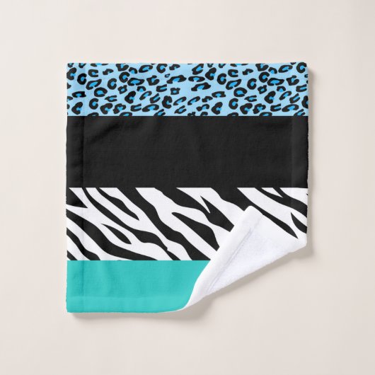 Leopard Print、Zebra Print、アニマルプリント、Blue バスタオルセット (ウォッシュタオル)