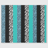 Leopard Print、Zebra Print、アニマルプリント、Blue ラッピングペーパー (フラット)