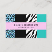 Leopard Print、Zebra Print、アニマルプリント、Blue 名刺 (正面)