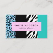 Leopard Print、Zebra Print、アニマルプリント、Blue 名刺 (正面)
