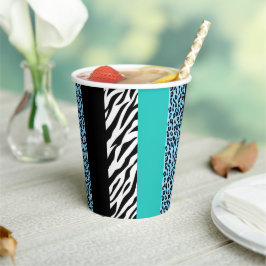 Leopard Print、Zebra Print、アニマルプリント、Blue 紙コップ