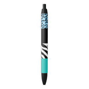 Leopard Print、Zebra Print、アニマルプリント、Blue 黒ボールペン