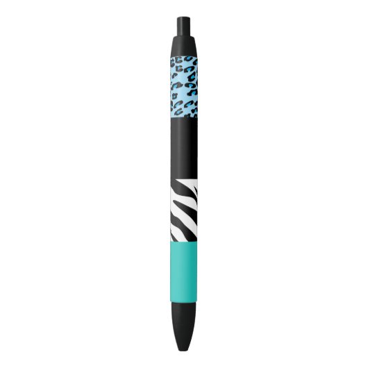 Leopard Print、Zebra Print、アニマルプリント、Blue 黒ボールペン (正面縦)