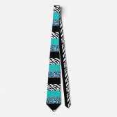 Leopard Print, Zebra Print, Animal Print, Blue ネクタイ (正面)