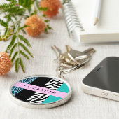 Leopard Print、Zebra Print、Blue、Your Name キーホルダー (側面)