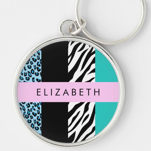 Leopard Print、Zebra Print、Blue、Your Name キーホルダー (正面)