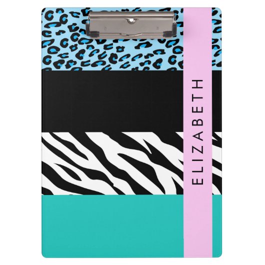 Leopard Print、Zebra Print、Blue、Your Name クリップボード (正面)