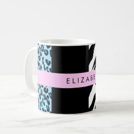 Leopard Print、Zebra Print、Blue、Your Name コーヒーマグカップ