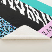 Leopard Print、Zebra Print、Blue、Your Name シェルパブランケット (3/4)