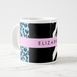 Leopard Print、Zebra Print、Blue、Your Name ジャンボコーヒーマグカップ