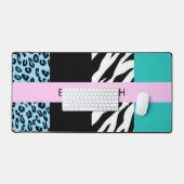 Leopard Print、Zebra Print、Blue、Your Name デスクマット (キーボード&マウス)