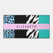 Leopard Print、Zebra Print、Blue、Your Name デスクマット (正面)